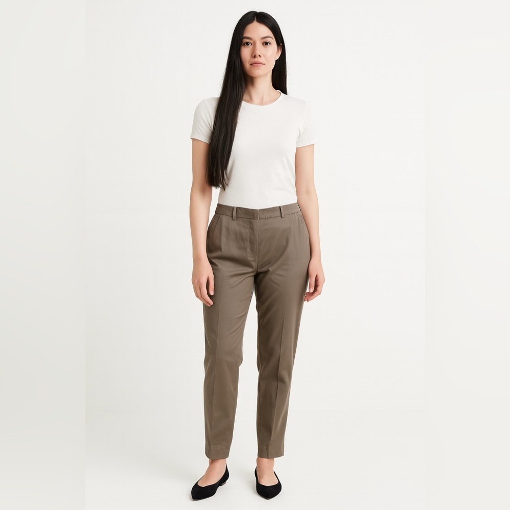 Classic Tan Cotton Pleated Trousers